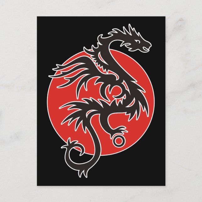 Postal Dragon Sun - blanco rojo negro + tus ideas (Anverso)