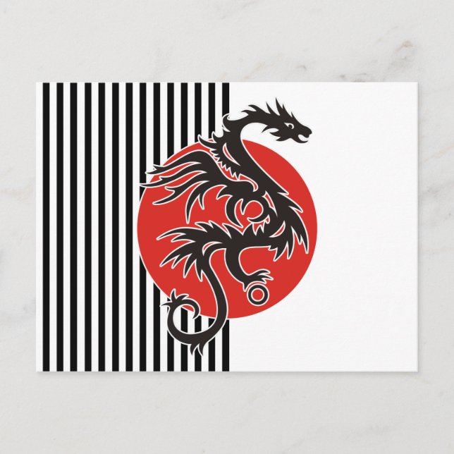 Postal Dragon Sun - blanco rojo negro + tus ideas (Anverso)