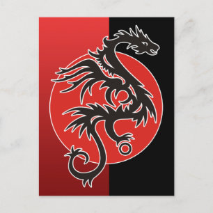 Postal Dragon Sun Power - blanco rojo negro + tus ideas