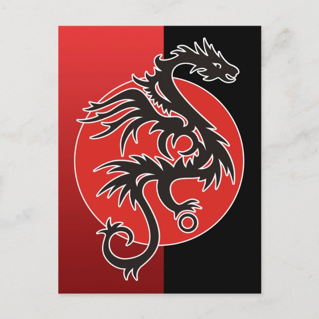 Postal Dragon Sun Power - blanco rojo negro + tus ideas (Anverso)