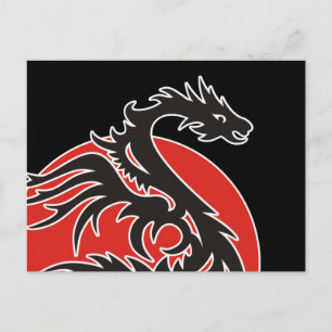 Postal Dragon Sun Power - blanco rojo negro + tus ideas
