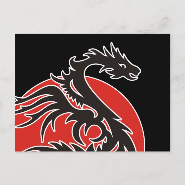 Postal Dragon Sun Power - blanco rojo negro + tus ideas (Anverso)