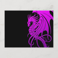 Dragón tribal volador - morado sobre negro