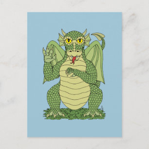 Postal Dragón verde lindo