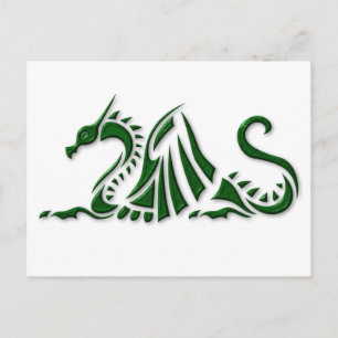 Postal Dragón verde metálico