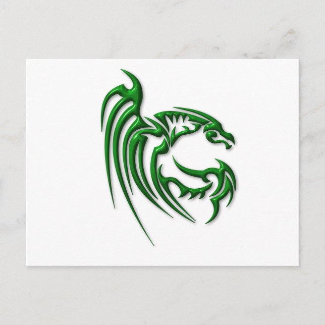 Postal Dragón verde oscuro metálico (Anverso)