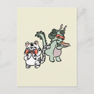 Postal Dragón verde tigre blanco