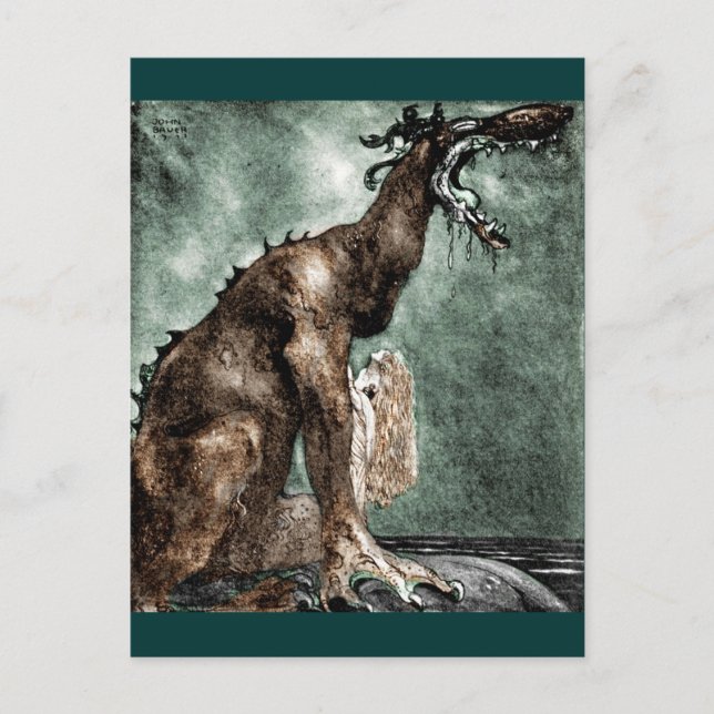 Postal Dragón y sirena (Anverso)