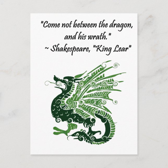 Postal Dragón y su ira Shakespeare Rey Lear Personalizado (Anverso)