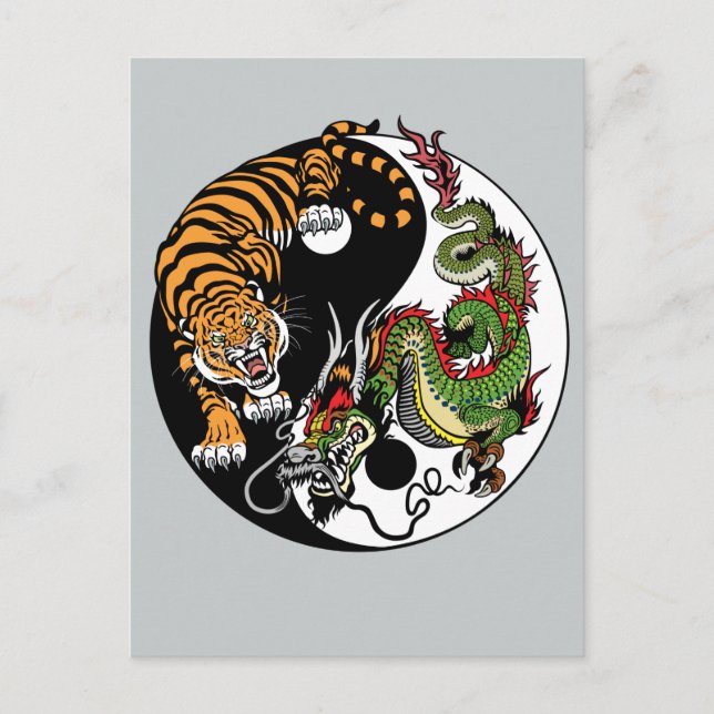 Postal dragón y tigre yin yang (Anverso)
