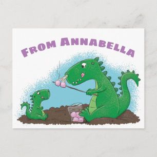 Postal dragones cortos asando malvaviscos personalizado