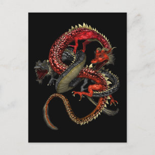 Postal Dragones rojos y negros