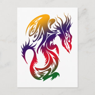 Postal Dragones Tatuaje Estilo Dragón Arte Colorido