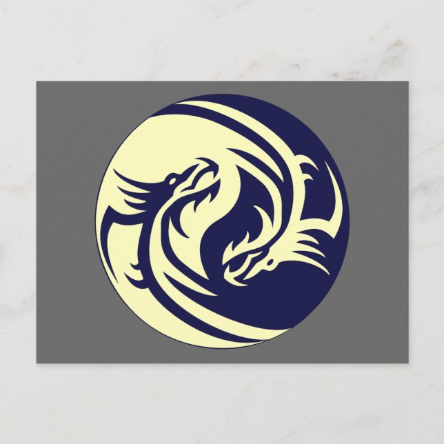 Postal Dragones tribales Yin Yang (Personalizable) (Anverso)