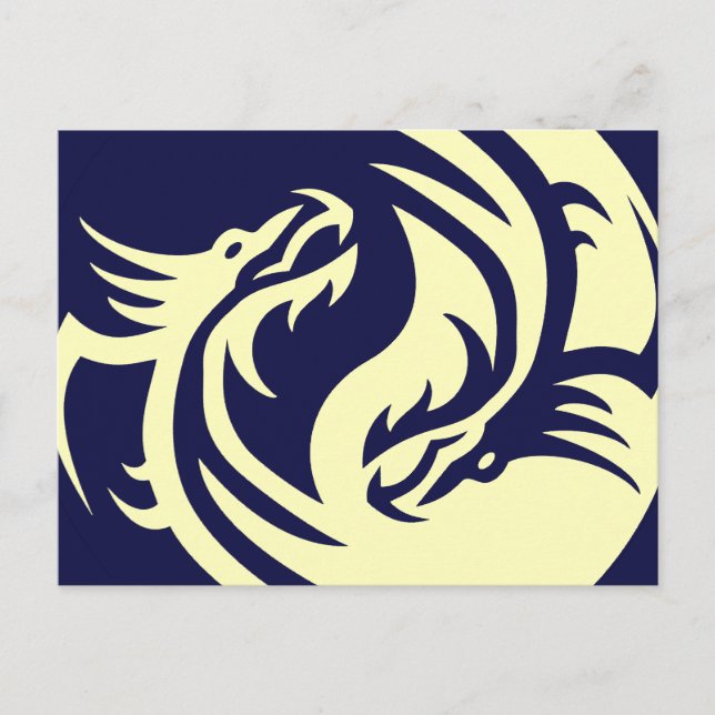 Postal Dragones tribales Yin Yang (Personalizable) (Anverso)