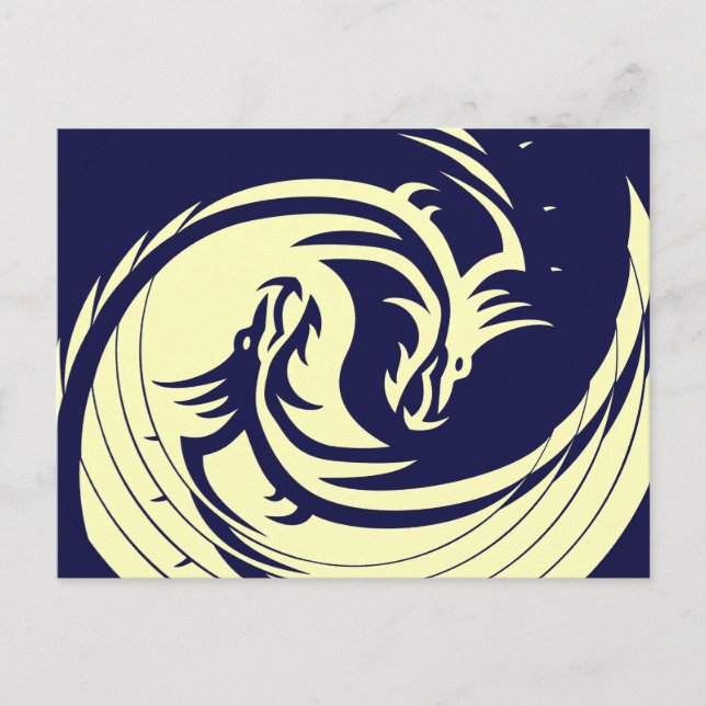 Postal Dragones tribales Yin Yang (Personalizable) (Anverso)