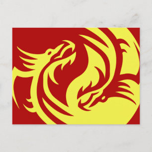 Postal Dragones tribales Yin Yang (personalizar él!)