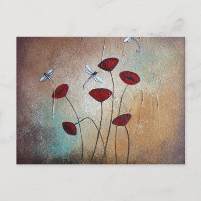 Postal Dragonflies and Poppies (Anverso)