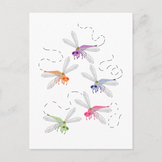 Postal Dragonflies Whimsical Personalizado Art (Anverso)
