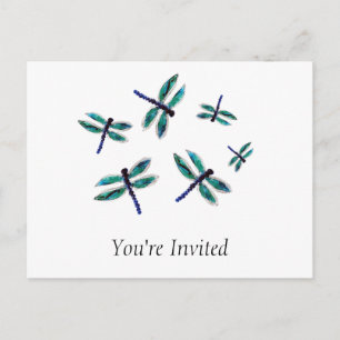 Postal Dragonfly azul bailando