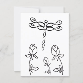 Postal Dragonfly infinito con Rosas Negro y Blanco