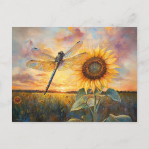 Postal Dragonfly irlandés Rústico girasol