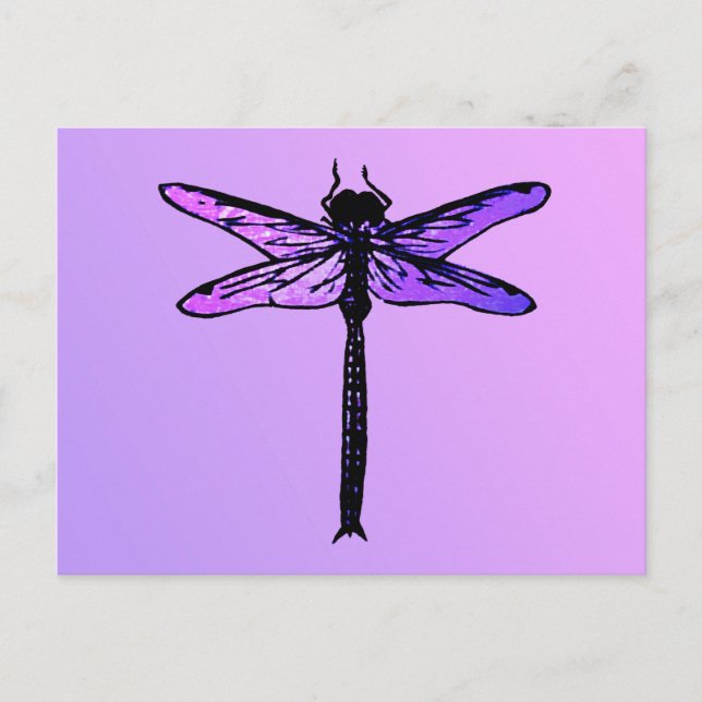 Postal Dragonfly japonés vintage, amethyst morple (Anverso)