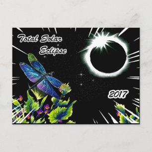 Postal Dragonfly observando el eclipse solar total 2017