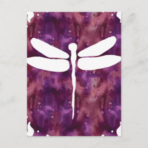 Postal Dragonfly Watercolor Blanco Púrpura Dragonflies Ro