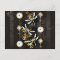 Dragoniscos de Steampunk sobre fondo rayado marrón