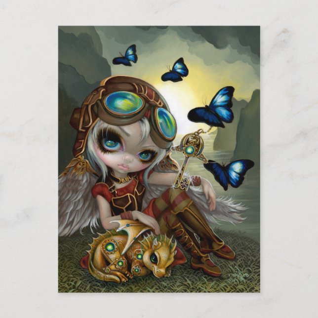 Postal "Dragonismo de relojería" (Anverso)