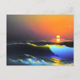 Postal Dramática escena oceánica y atardecer