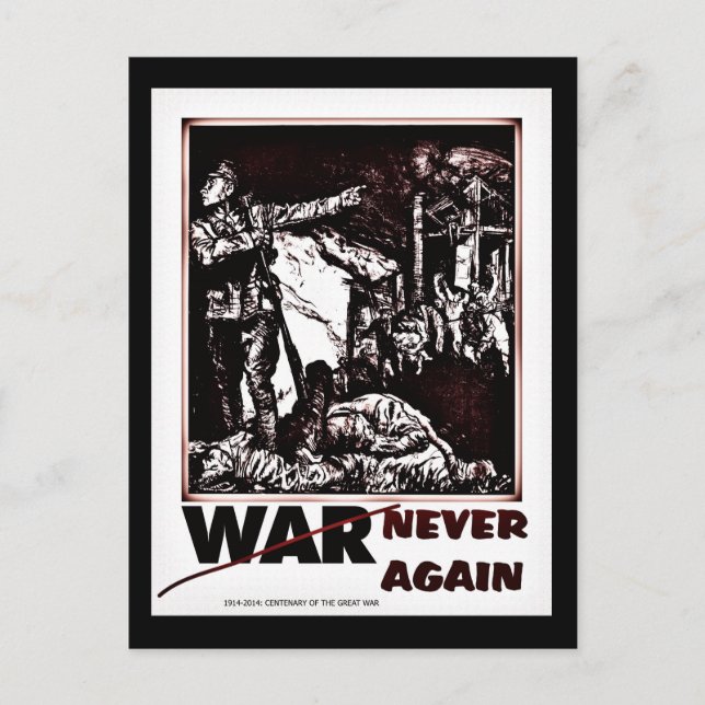 Postal Dramático centenario de la Guerra Mundial Nunca má (Anverso)
