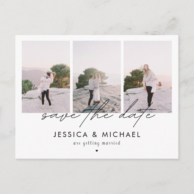 Postal Dramático guión de Moda 3 Collage de fotos Guardar (Anverso)