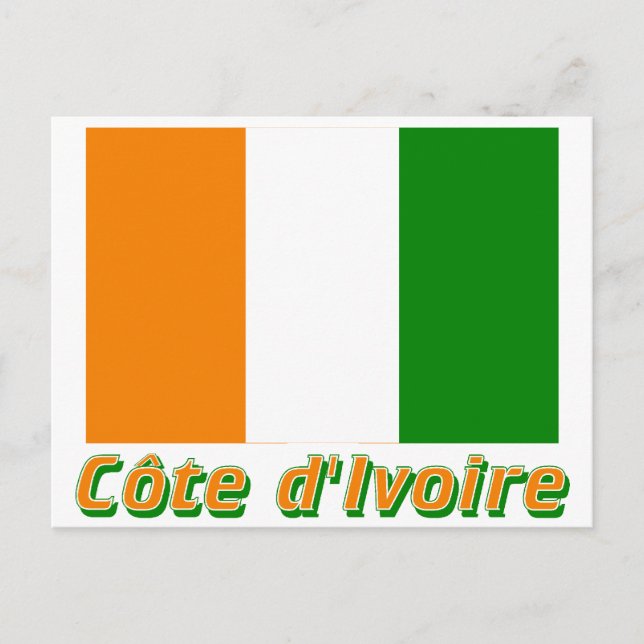Postal Drapeau Côte d'Ivoire avec le nom en français (Anverso)