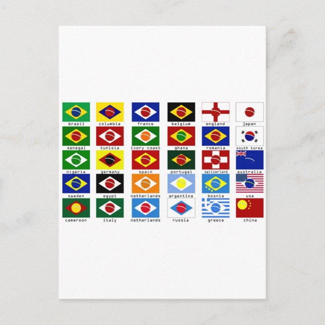 Postal drapeaux pour la coupe du monde au brésil (Anverso)