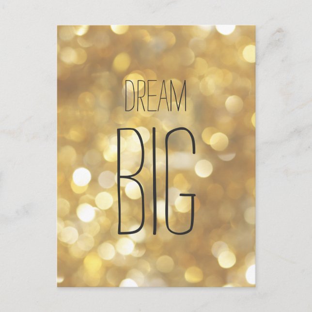 Postal Dream Big - Cita Inspiradora de espuma de oro (Anverso)