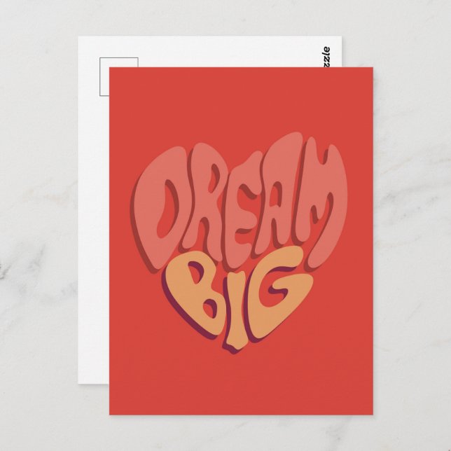 Postal Dream Big: El poderoso lema del corazón rojo (Anverso / Reverso)