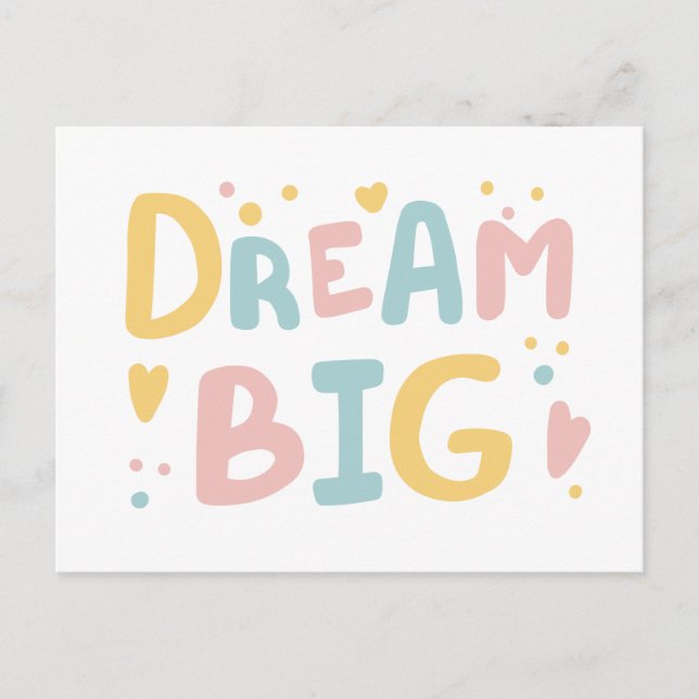 Postal Dream Big Pastel Hearts (Anverso)