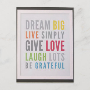 Postal Dream Big Postcard Manténgase en contacto