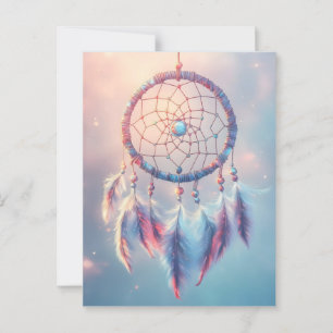 Postal Dream Catcher con plumas suaves y cuentas