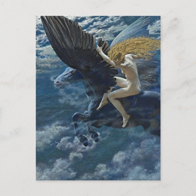 Postal "Dream Idyll - A Valkyrie" por Edward Robert Hughe (Anverso)