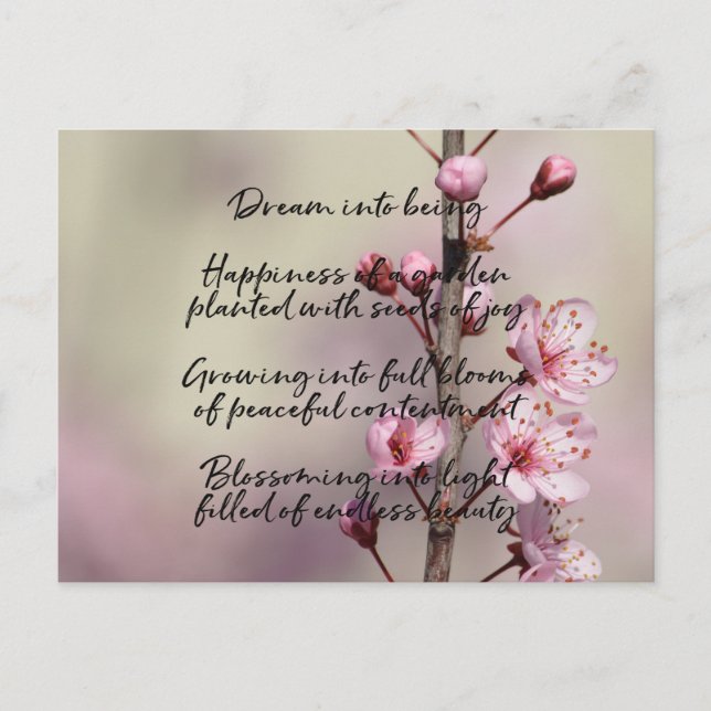 Postal Dream Poem Cherry Blossom Flowers (Anverso)