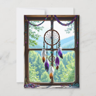Postal Dreamcatcher en la ventana   Boho Art