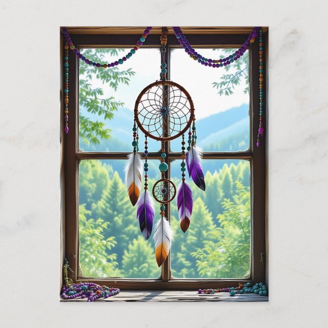 Postal Dreamcatcher en la ventana | Boho Art (Anverso)