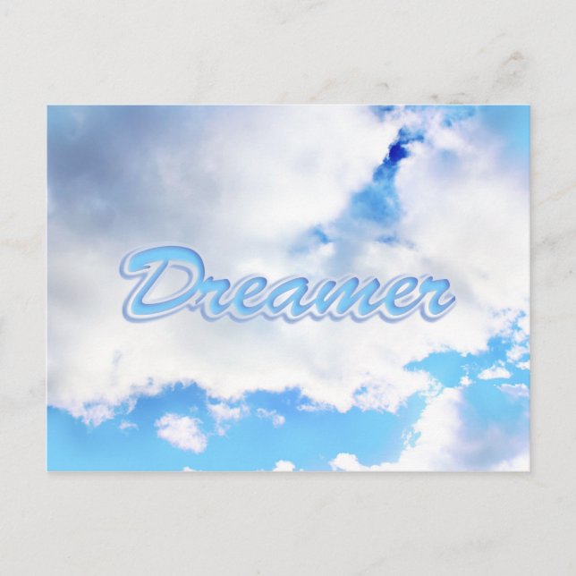 Postal Dreamer puffy nubes blancas y cielo azul (Anverso)