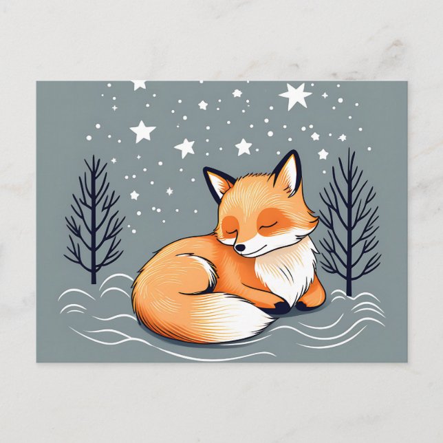 Postal Dreaming Fox Night Sky (Anverso)