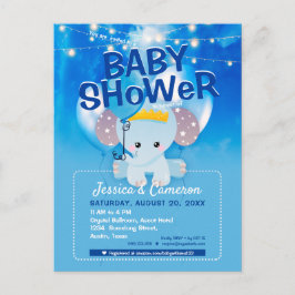 Postal Dreamy Blue Balloons Baby Elephant Baby Shower