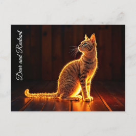 Postal Dreamy feline art oro gato retrato adorables masco
