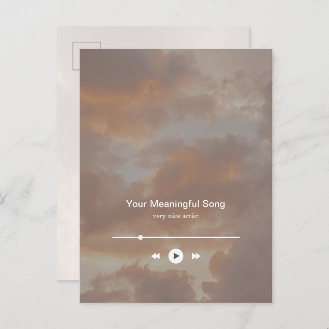 Postal Dreamy Minimalist Music Player and favorite song (Anverso / Reverso)